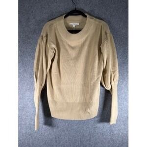 Downeast Women's Size Small Puff Sleeve Crew Neck Knit Sweater Beige